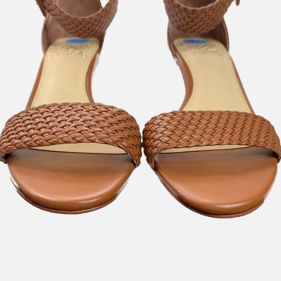Vince Camuto Maghen Sandals 7.5 Braided Strappy Open Toe Block Heel Cognac - Picture 7 of 12